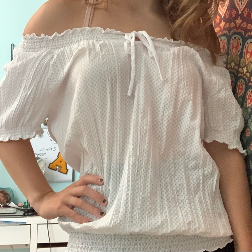 White flowy blouse top